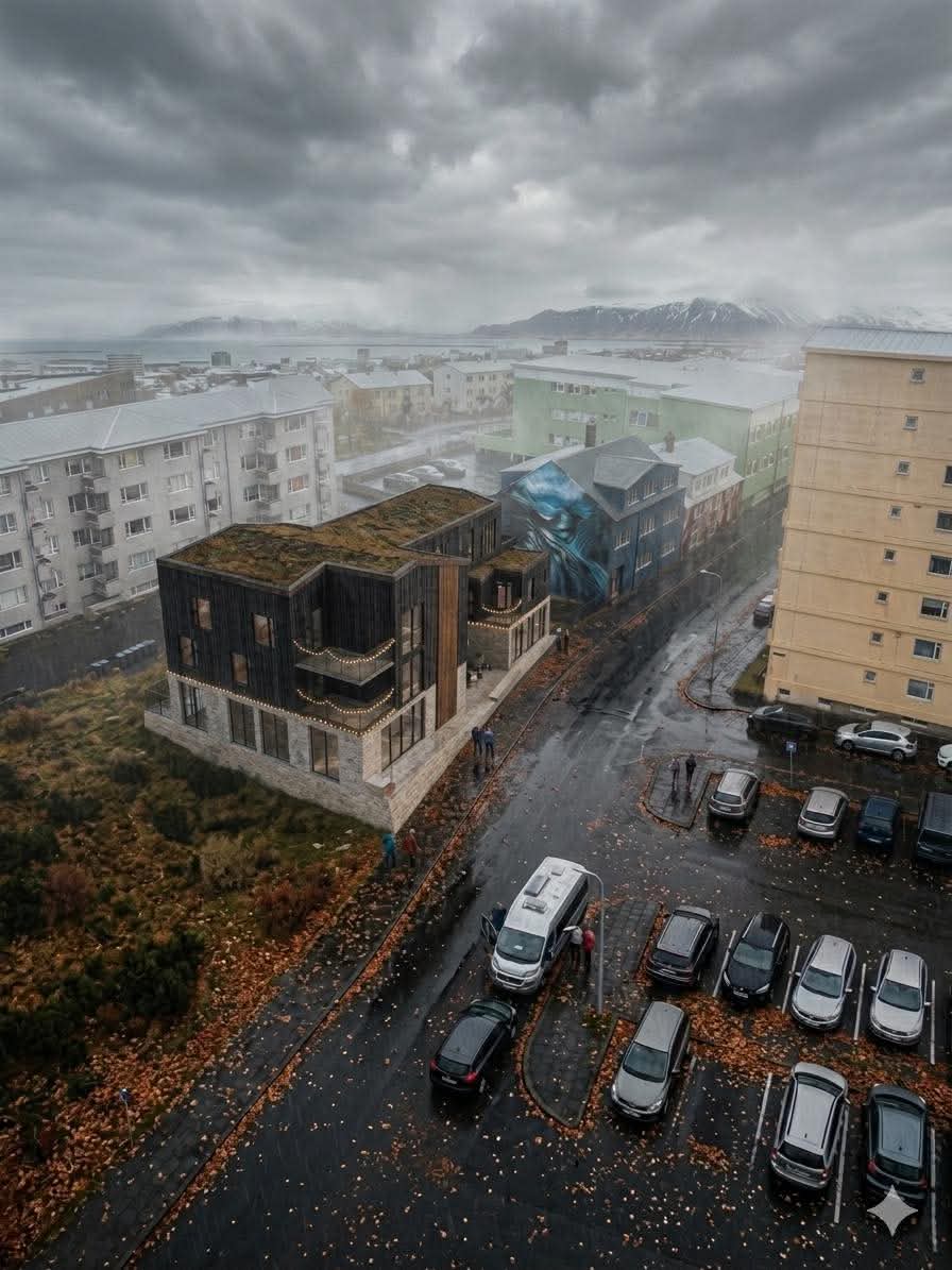 Laugavegur 159 — autumn rain